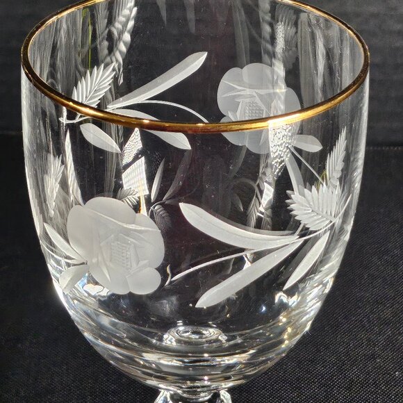 Royal Doulton Country Rose Gold Rim Crystal Tea Wine And Water Stemmed Glassware - Picture 5 of 12